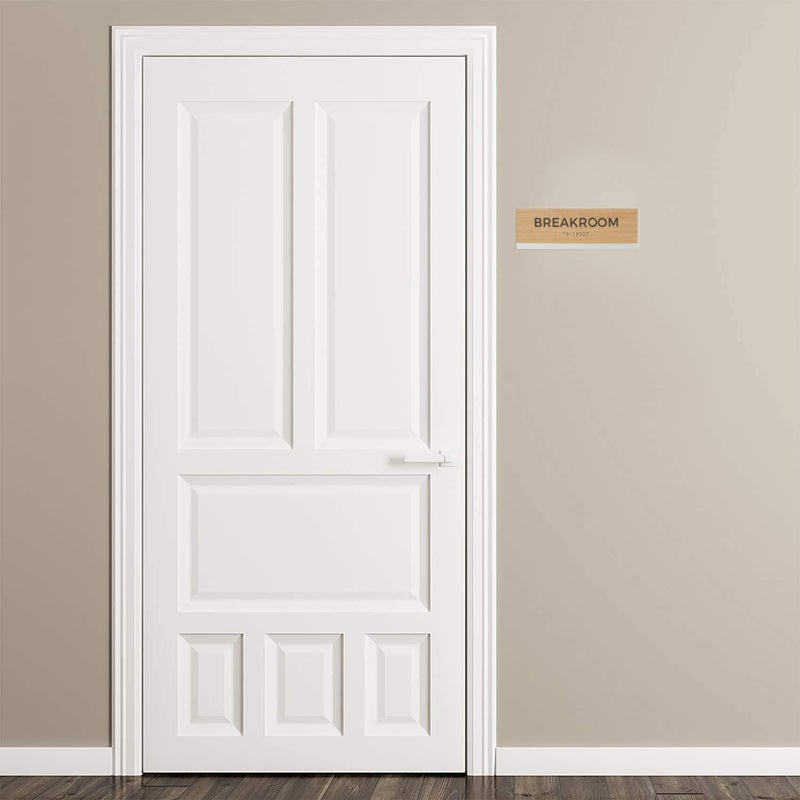 SBlabels Breakroom Sign With Braille/Small Business Easy Adhesive Mount Door And Wall Sign / 3" x 9" Oak Woodgrain Design - Image 4